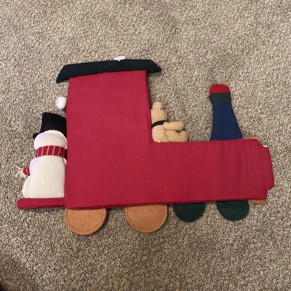 Vtg Christmas Advent Calendar Count Down Rustic Classic‎ Train Snowman Bear Felt